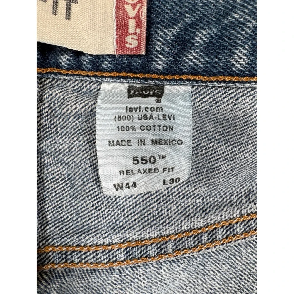 Levis 550 Relaxed Fit Jeans Mens 44x30 Blue Denim Medium Wash Tapered Leg